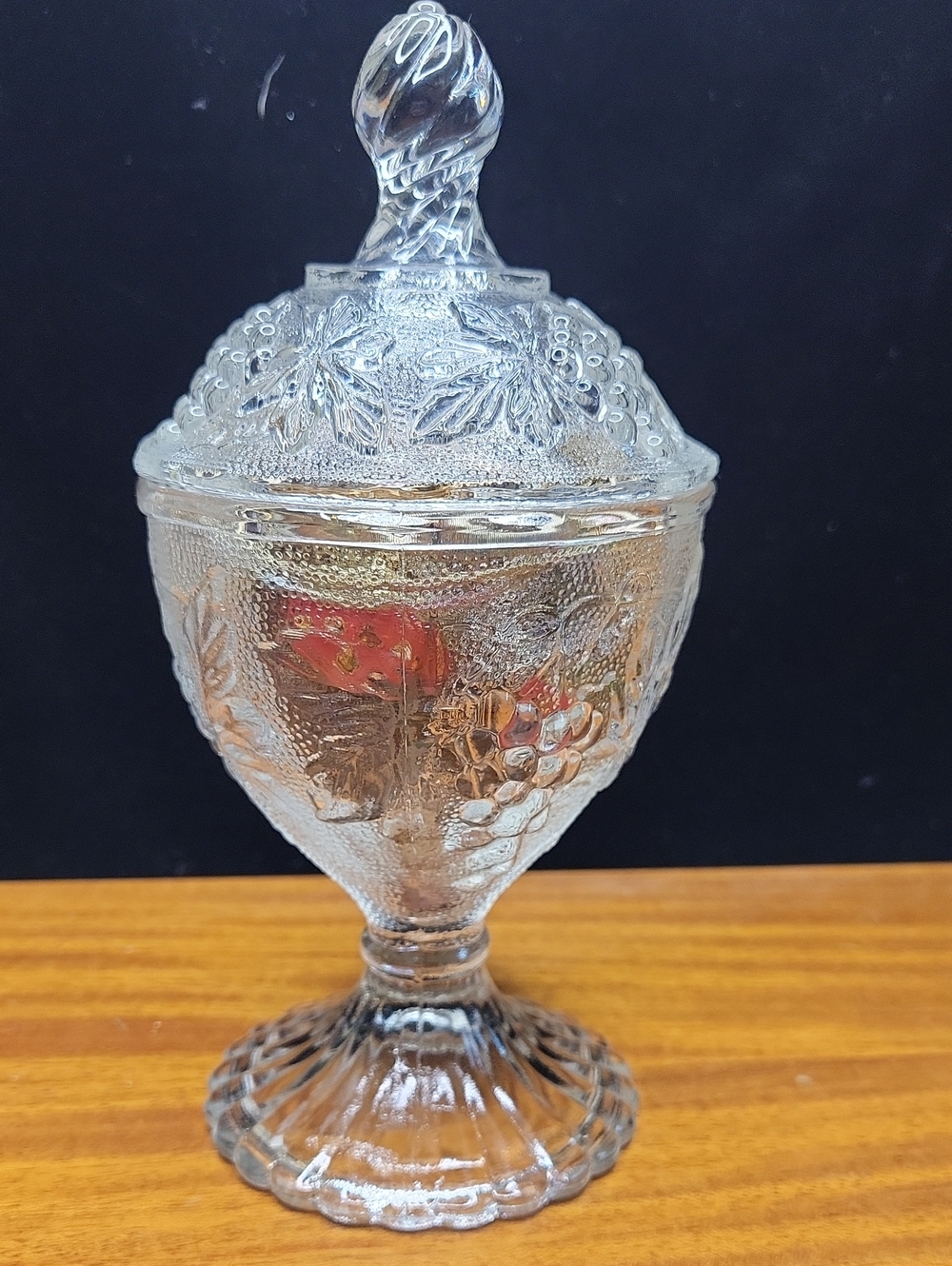 Pressed Glass Pedestal Candy Jar with Lid - Clear